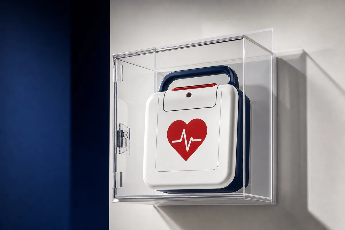 Defibrillatore automatico esterno CardioPro installato in azienda